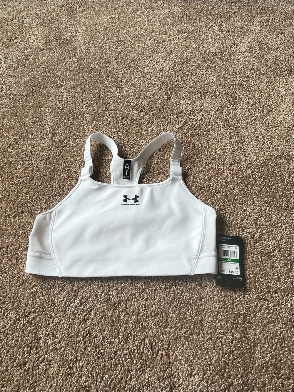 Under Armour White Sports Bra new with tags size large